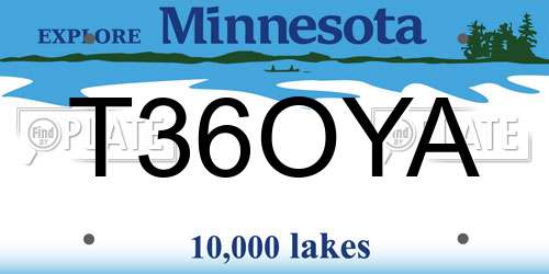 T36OYA Minnesota License Plate