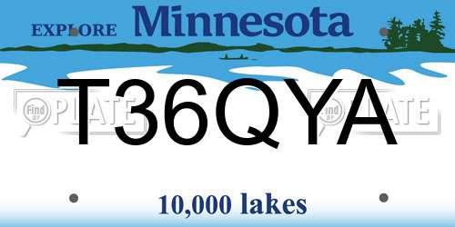 T36QYA Minnesota License Plate