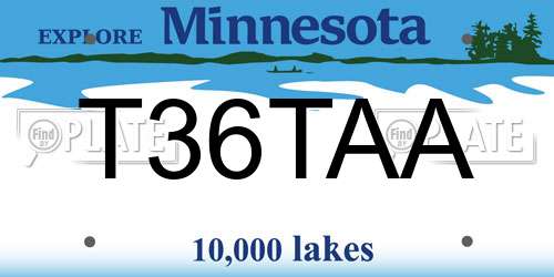 T36TAA Minnesota License Plate