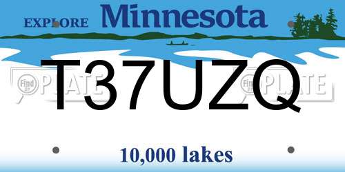 T37UZQ Minnesota License Plate
