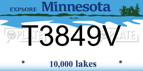 T3849V Minnesota License Plate