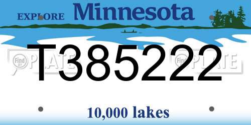T385222 Minnesota License Plate