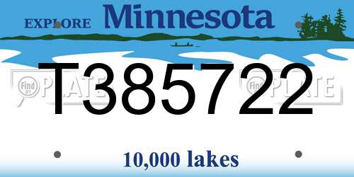 T385722 Minnesota License Plate