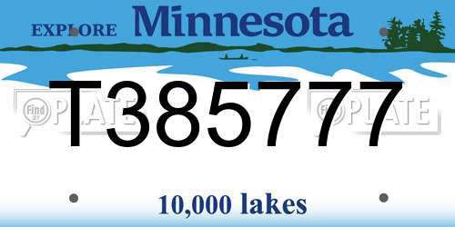 T385777 Minnesota License Plate