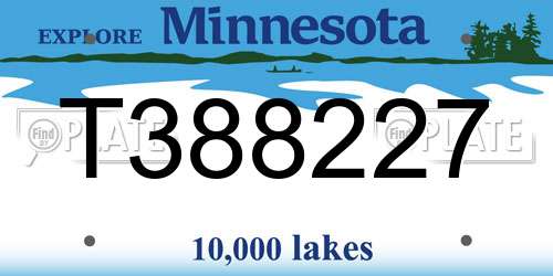 T388227 Minnesota License Plate