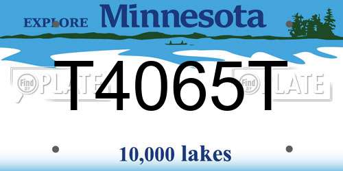 T4065T Minnesota License Plate