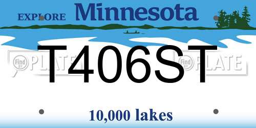 T406ST Minnesota License Plate