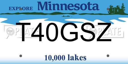 T40GSZ Minnesota License Plate