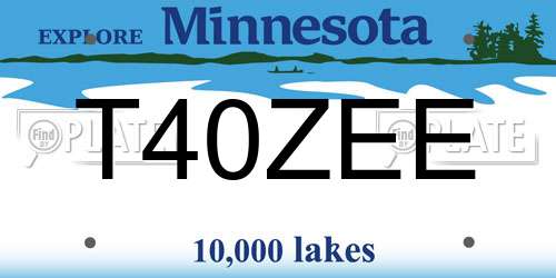 T40ZEE Minnesota License Plate