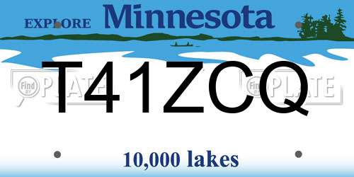 T41ZCQ Minnesota License Plate