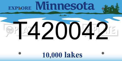 T420042 Minnesota License Plate