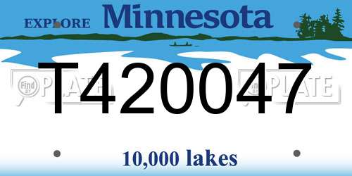 T420047 Minnesota License Plate