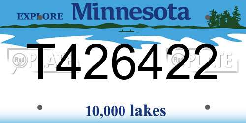 T426422 Minnesota License Plate
