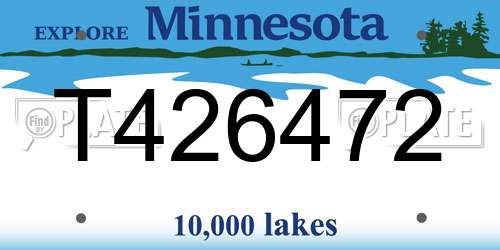 T426472 Minnesota License Plate