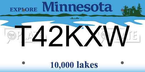 T42KXW Minnesota License Plate