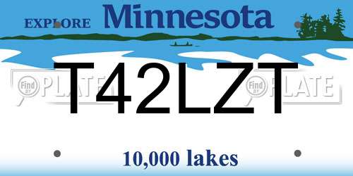T42LZT Minnesota License Plate