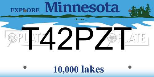 T42PZT Minnesota License Plate