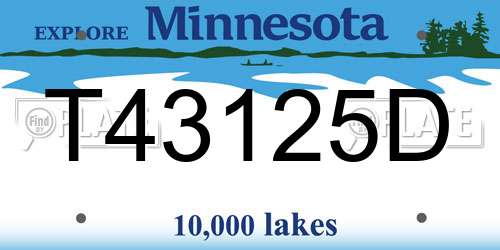 T43125D Minnesota License Plate
