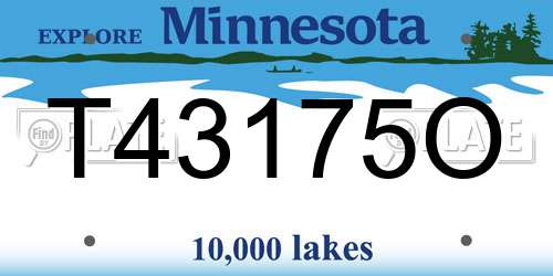 T43175O Minnesota License Plate