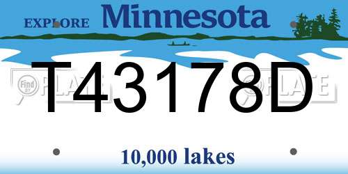 T43178D Minnesota License Plate