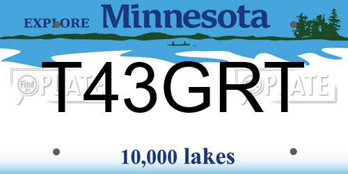 T43GRT Minnesota License Plate