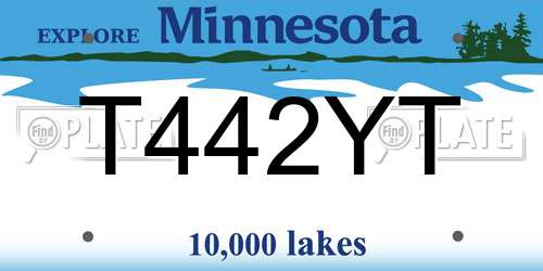 T442YT Minnesota License Plate