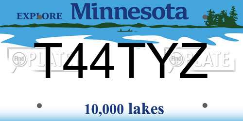 T44TYZ Minnesota License Plate