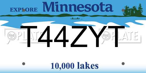 T44ZYT Minnesota License Plate