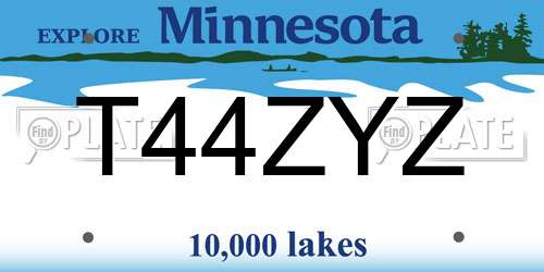T44ZYZ Minnesota License Plate