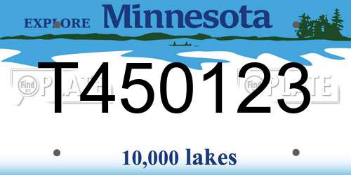 T450123 Minnesota License Plate