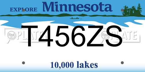 T456ZS Minnesota License Plate