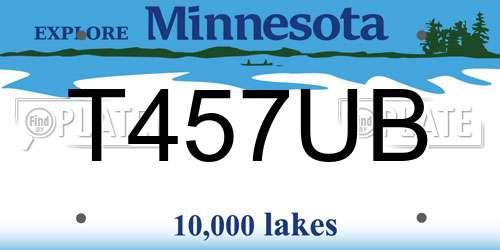 T457UB Minnesota License Plate