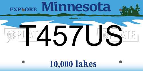 T457US Minnesota License Plate