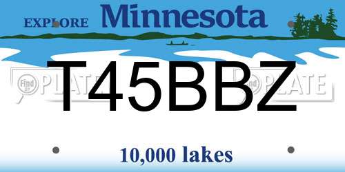 T45BBZ Minnesota License Plate
