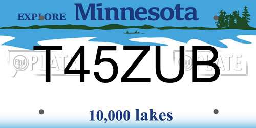 T45ZUB Minnesota License Plate