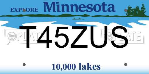 T45ZUS Minnesota License Plate