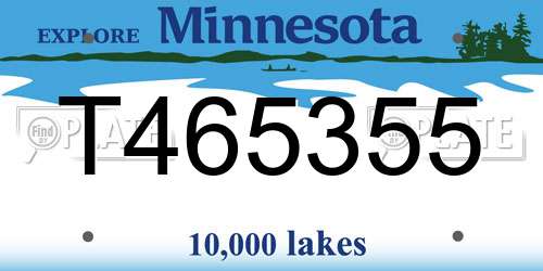 T465355 Minnesota License Plate