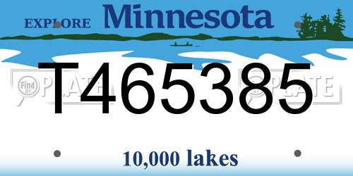 T465385 Minnesota License Plate