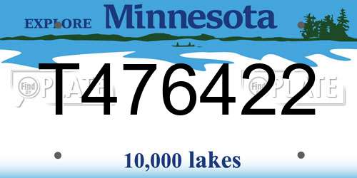 T476422 Minnesota License Plate