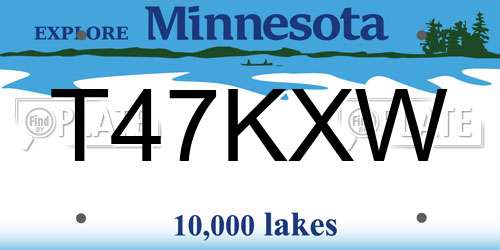 T47KXW Minnesota License Plate
