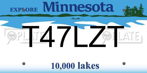 T47LZT Minnesota License Plate