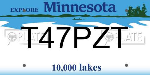 T47PZT Minnesota License Plate