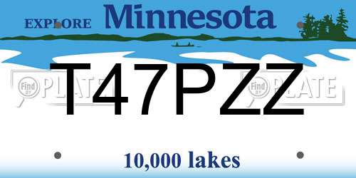 T47PZZ Minnesota License Plate