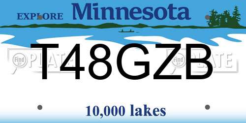 T48GZB Minnesota License Plate
