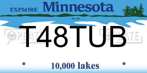 T48TUB Minnesota License Plate