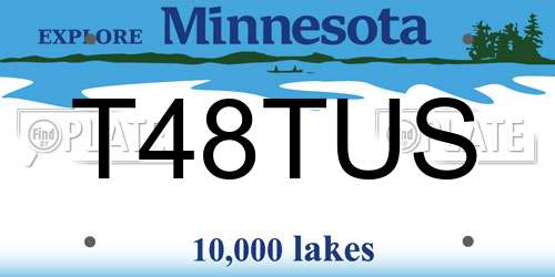 T48TUS Minnesota License Plate