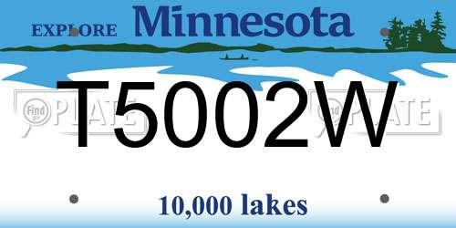 T5002W Minnesota License Plate