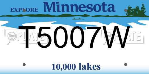 T5007W Minnesota License Plate