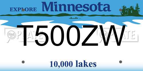 T500ZW Minnesota License Plate