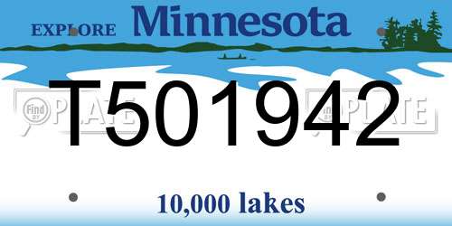 T501942 Minnesota License Plate